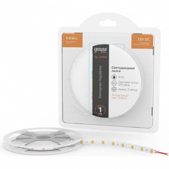 Лента GAUSS BASIC LED 2835/60 12V 4,8W/m 312lm/m 3000K 8mm IP20 2m