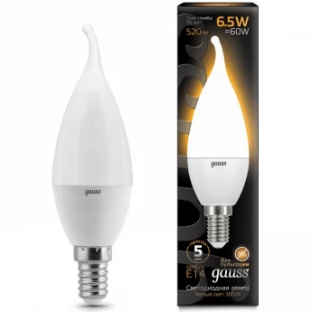 Светодиодная лампа GAUSS LED BLACK CANDLE TAILED E14 6.5W 3000K